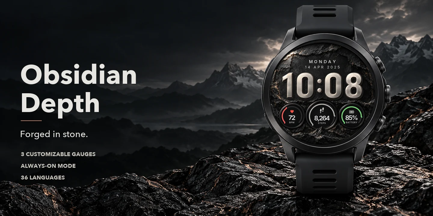 Obsidian Depth en un reloj, rocas oscuras de montaña